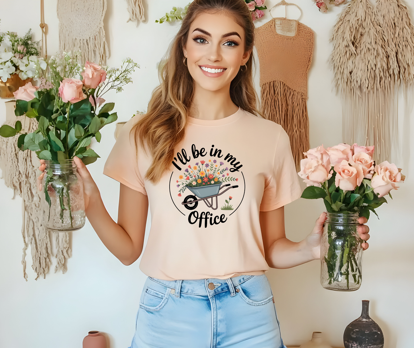 I'll Be In My Office Garden Tee — Wheelbarrow Floral Gardening T‑Shirt