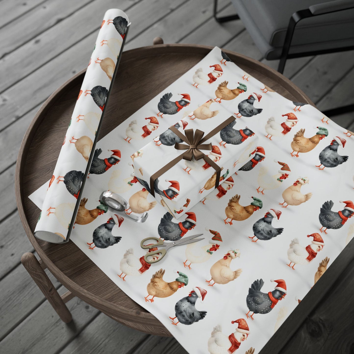 Festive Chicken Wrapping Paper - Ideal for Holiday Gift Wrapping