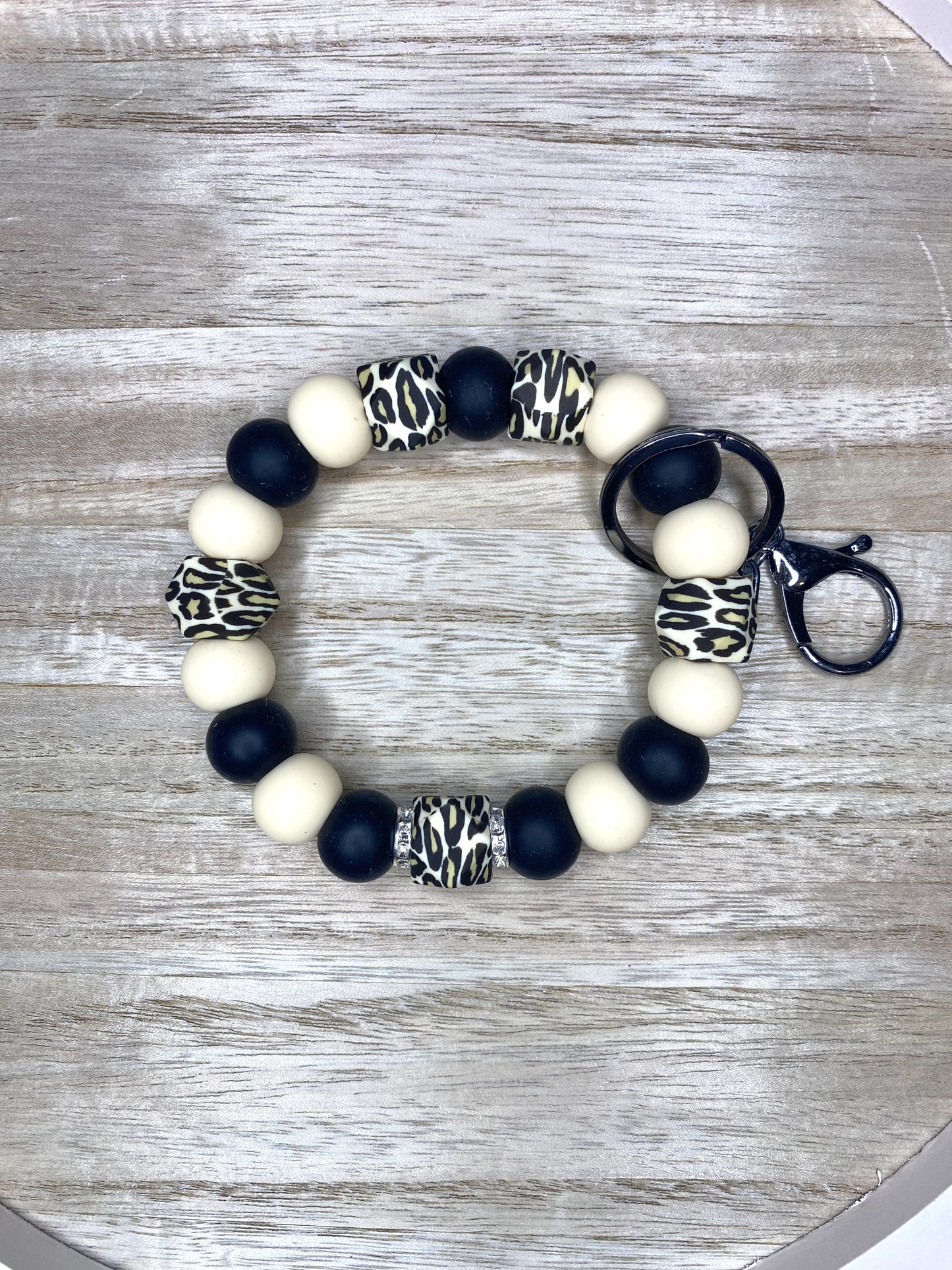 Leopard Silicone Beaded Wristlet