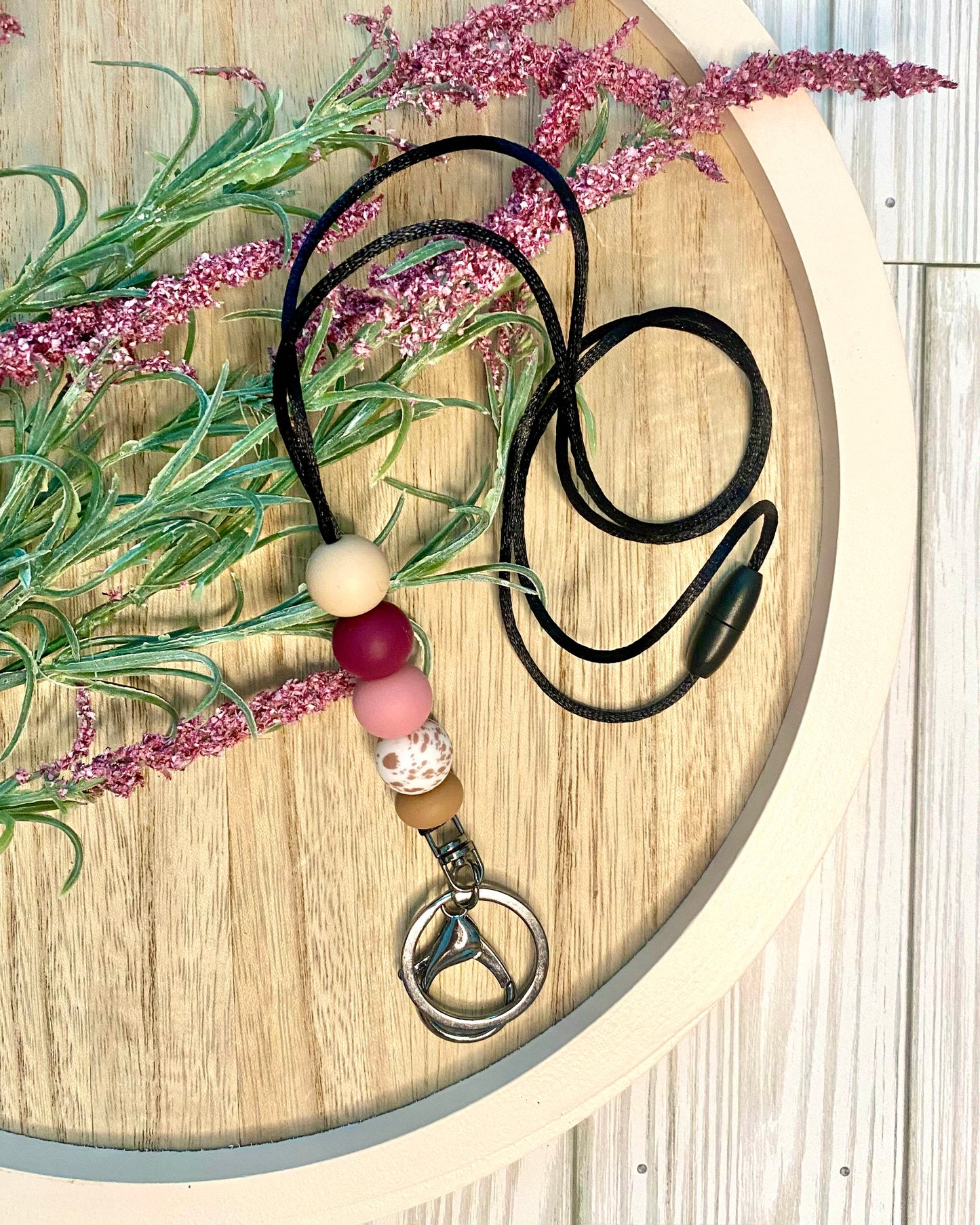 Brown Cow Silicone Beaded Lanyard