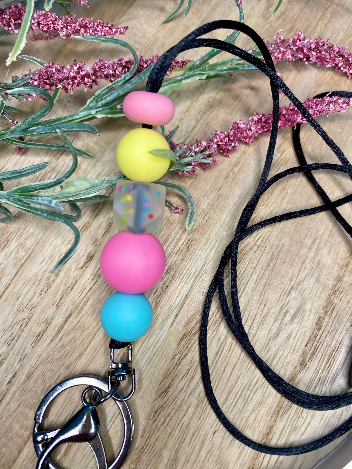 Candy Confetti Silicone Beaded Lanyard