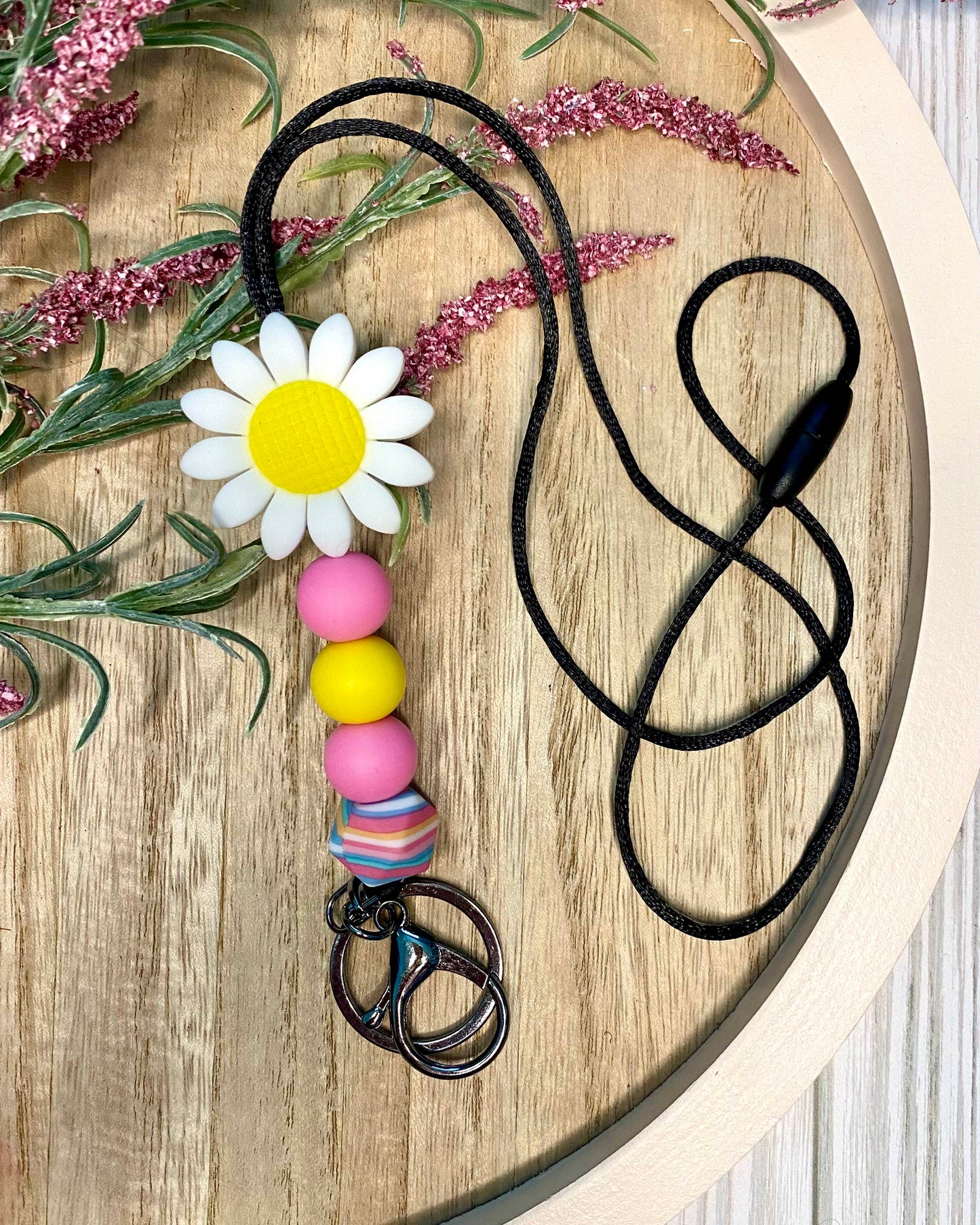 Daisy So Bright Silicone Beaded Lanyard