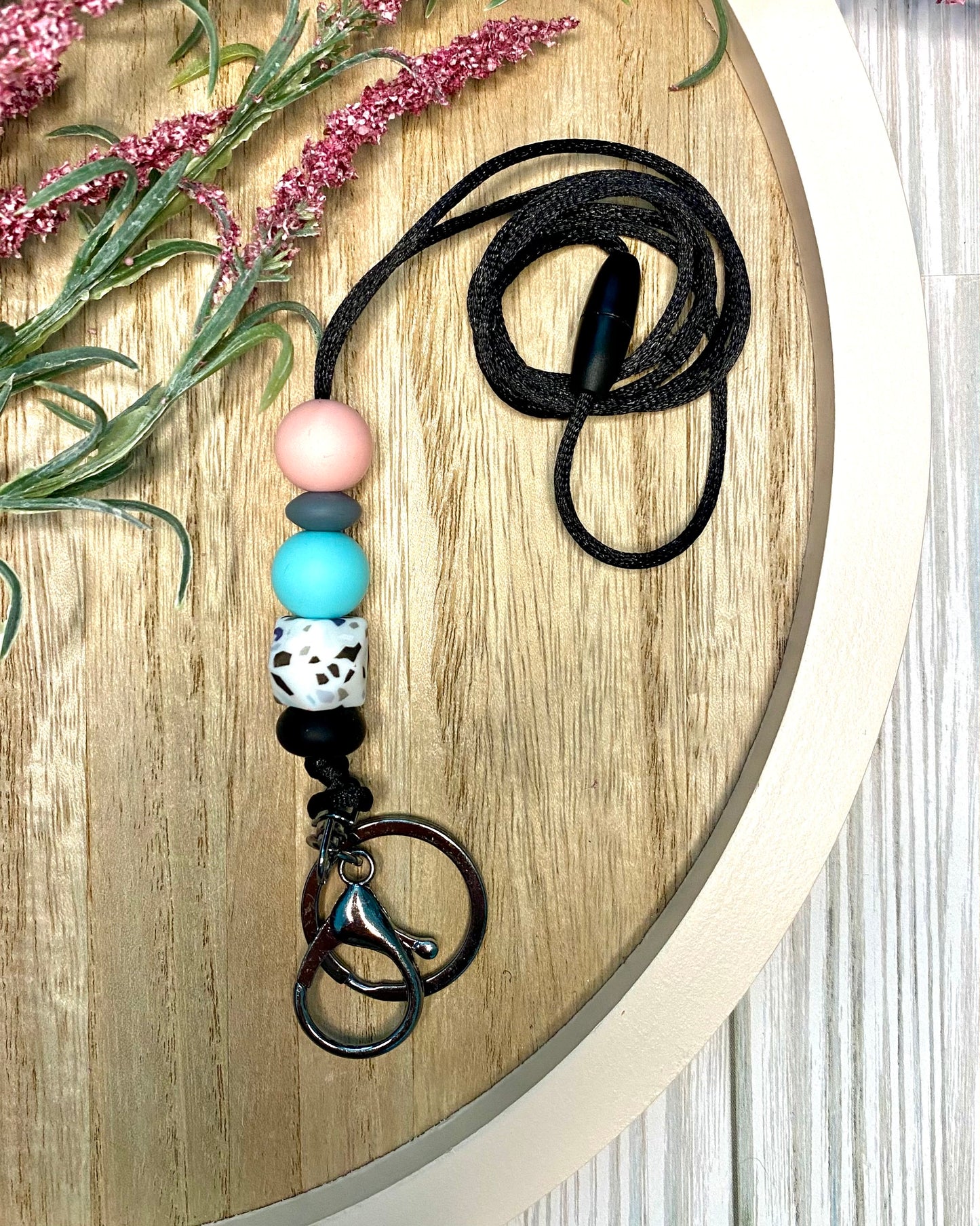 Pretty Mosaics Silicone Beaded Lanyard