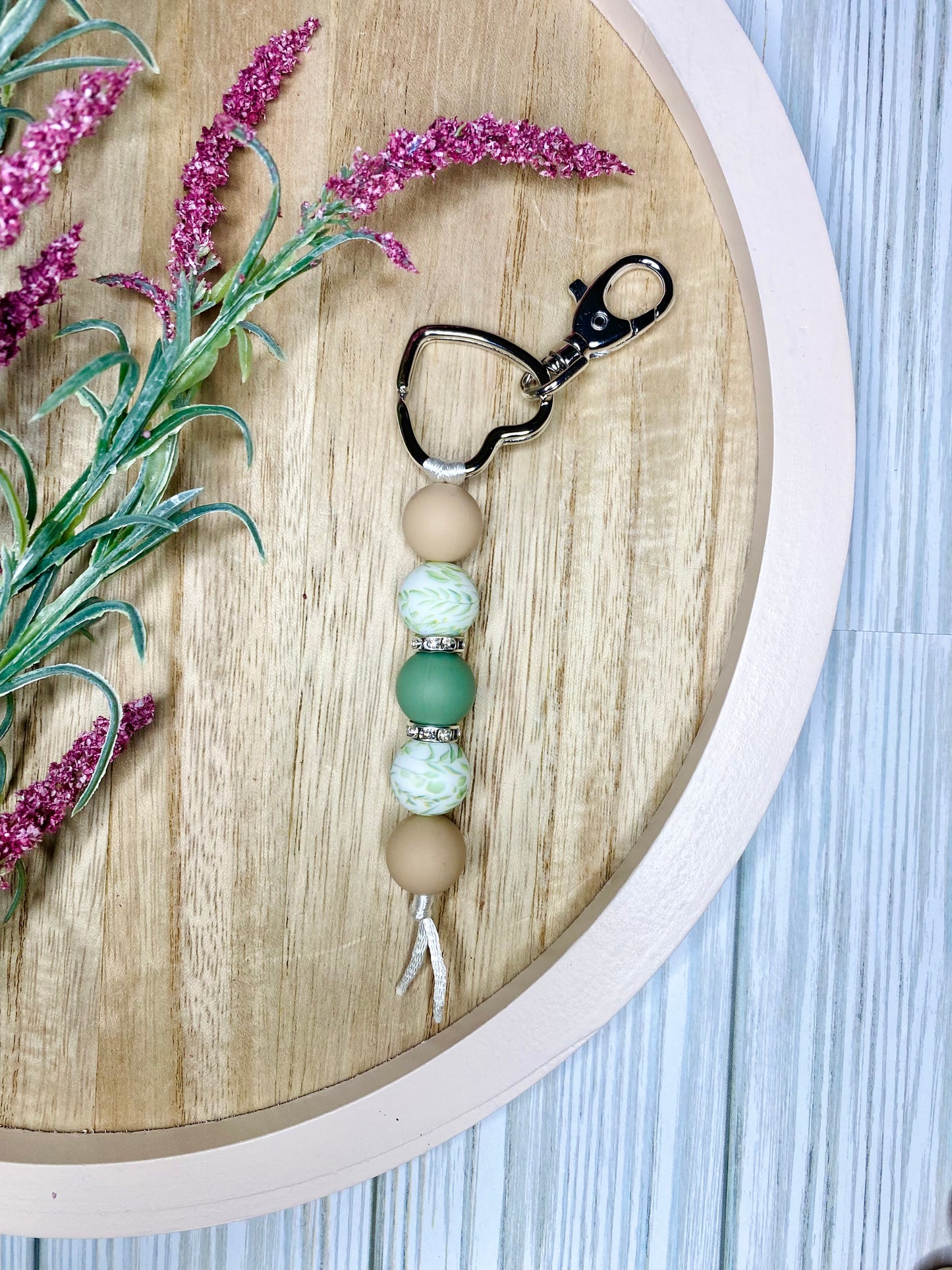 Green garden Silicone Beaded keychain