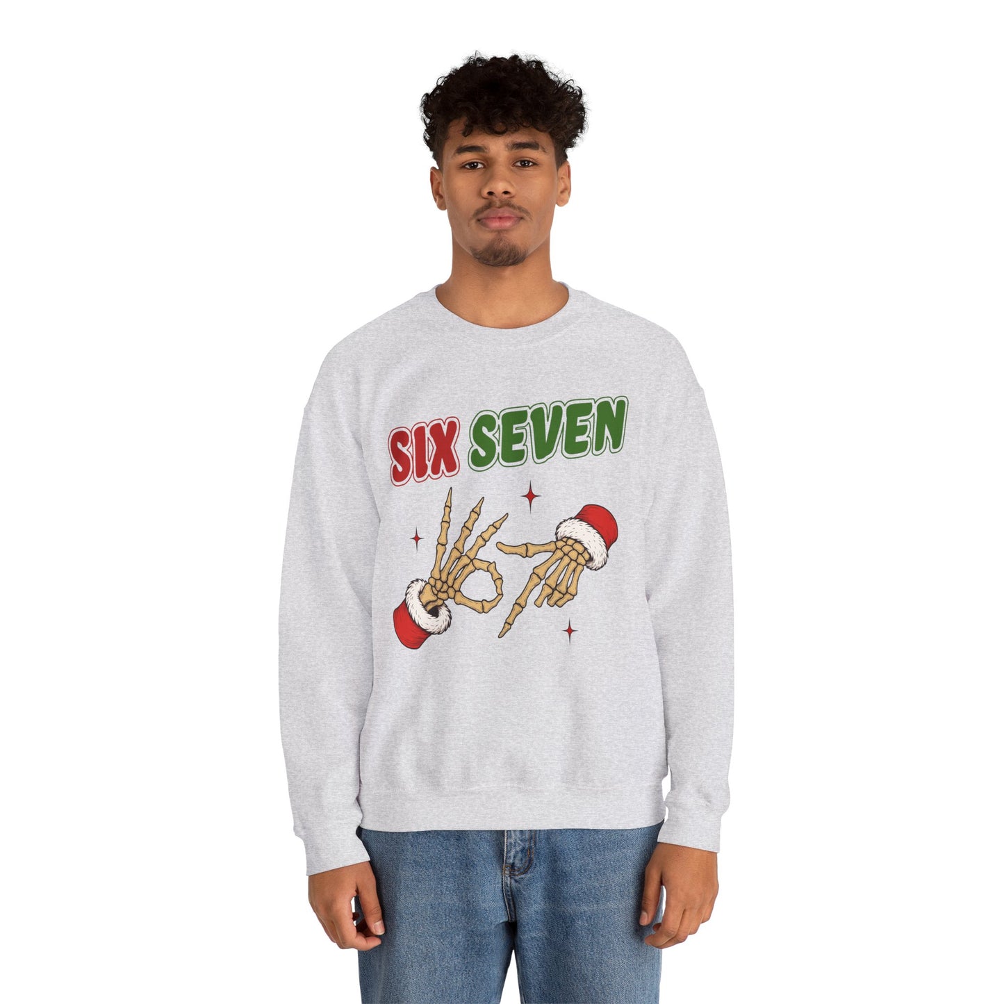 Youth Christmas Skeleton 'Six Seven' Crewneck Sweatshirt
