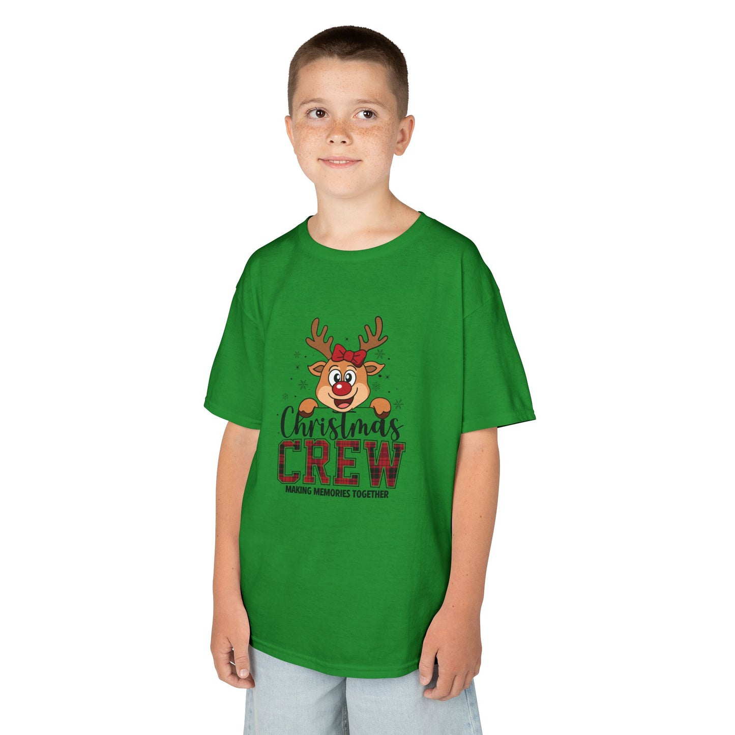 Kids Tee — "Christmas Crew" Reindeer Holiday Shirt