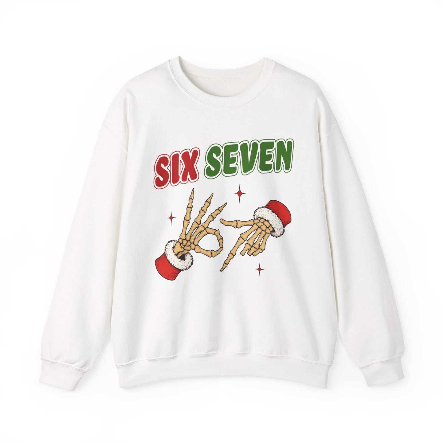 Youth Christmas Skeleton 'Six Seven' Crewneck Sweatshirt