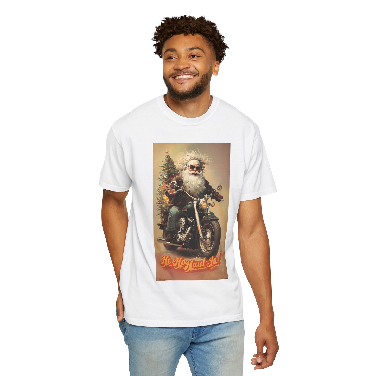 Motorcycle Santa Unisex T-Shirt | Holiday Gift for Bikers