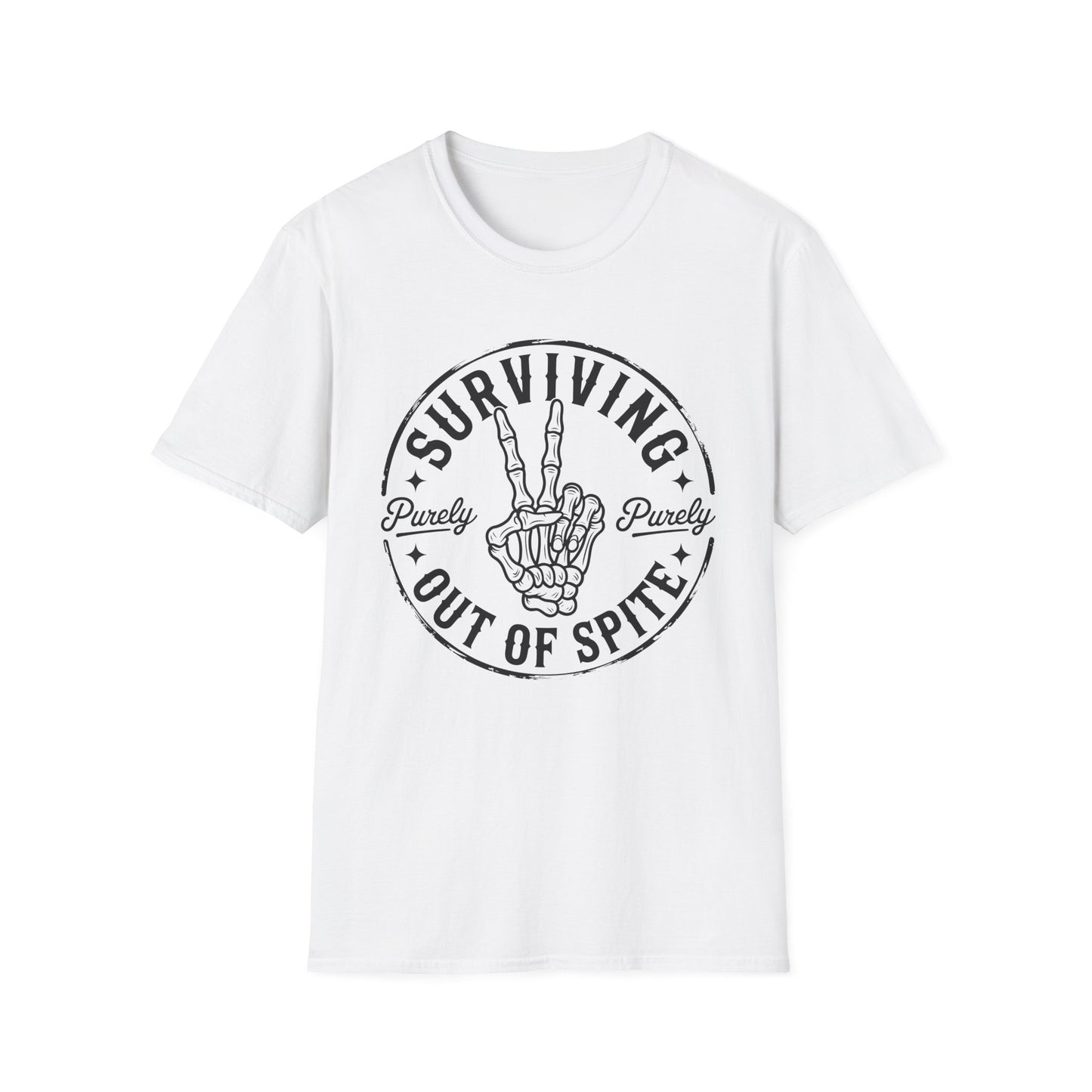 Purely Surviving Out of Spite Skeleton Peace Sign T-Shirt