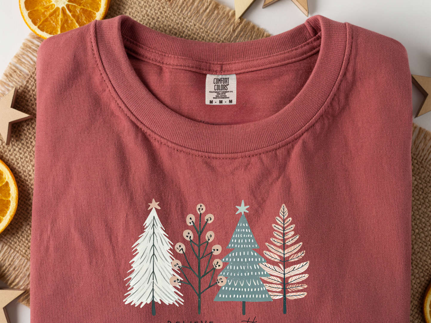 Christmas Boho Tree Tee - Unisex T-shirt 'Believe in the Magic of Christmas' Holiday Shirt