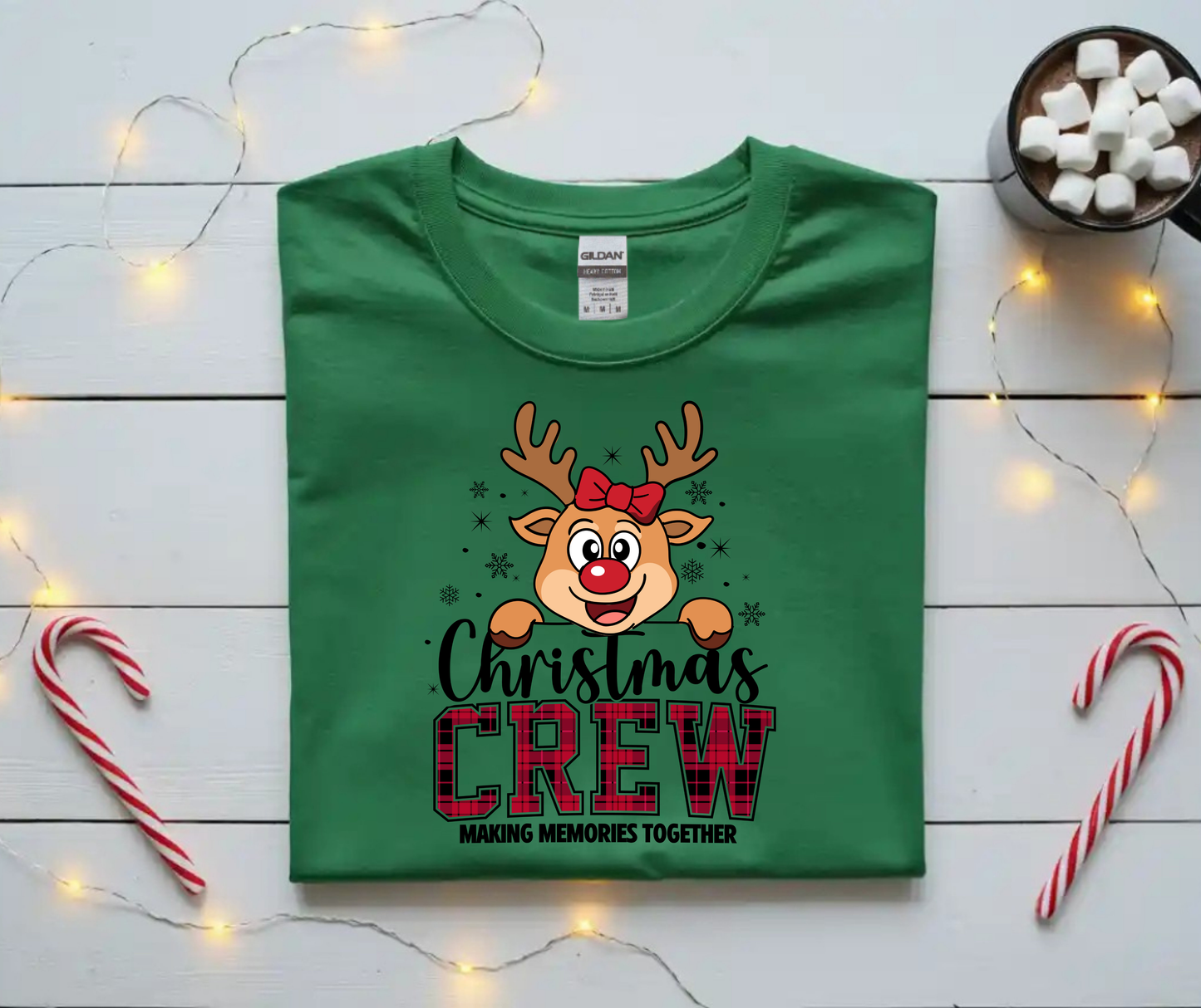 Christmas Crew T-Shirt — Cute Reindeer 'Making Memories Together' Holiday Tee
