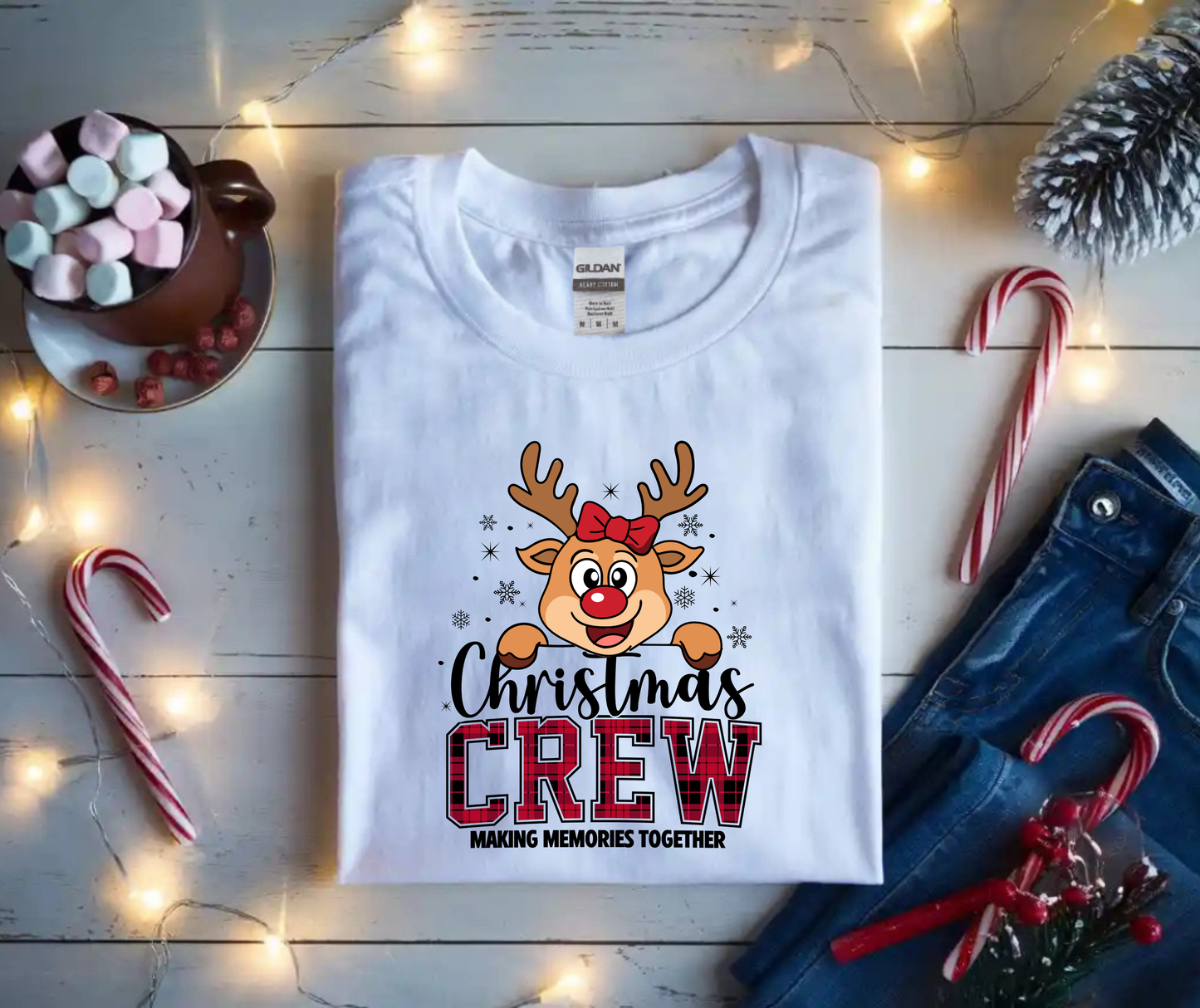 Christmas Crew T-Shirt — Cute Reindeer 'Making Memories Together' Holiday Tee