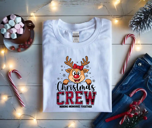 Christmas Crew T-Shirt — Cute Reindeer 'Making Memories Together' Holiday Tee