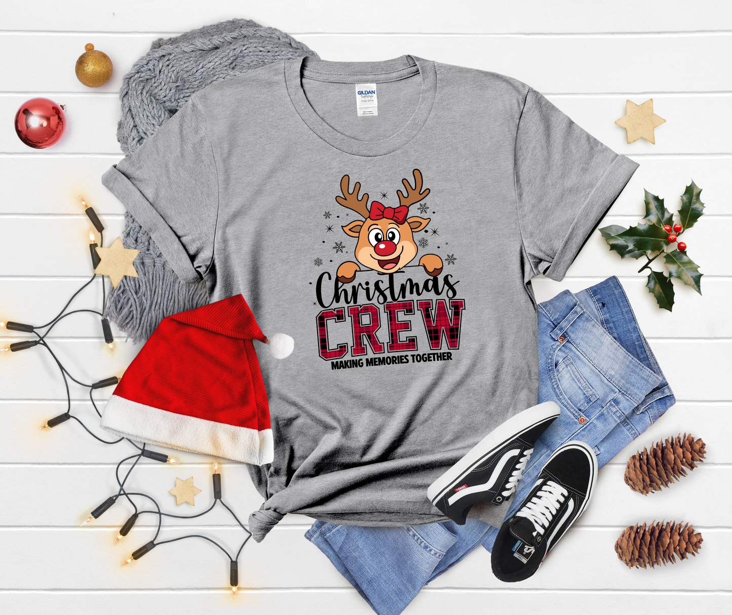 Christmas Crew T-Shirt — Cute Reindeer 'Making Memories Together' Holiday Tee