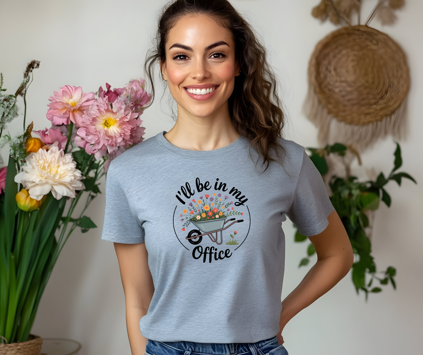 I'll Be In My Office Garden Tee — Wheelbarrow Floral Gardening T‑Shirt