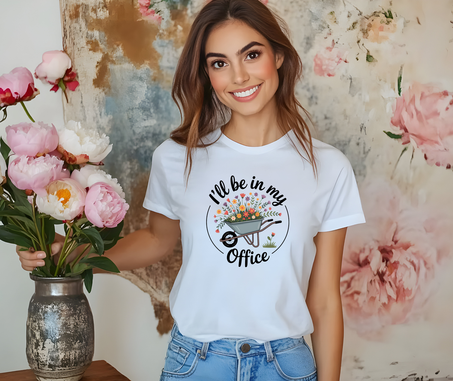 I'll Be In My Office Garden Tee — Wheelbarrow Floral Gardening T‑Shirt