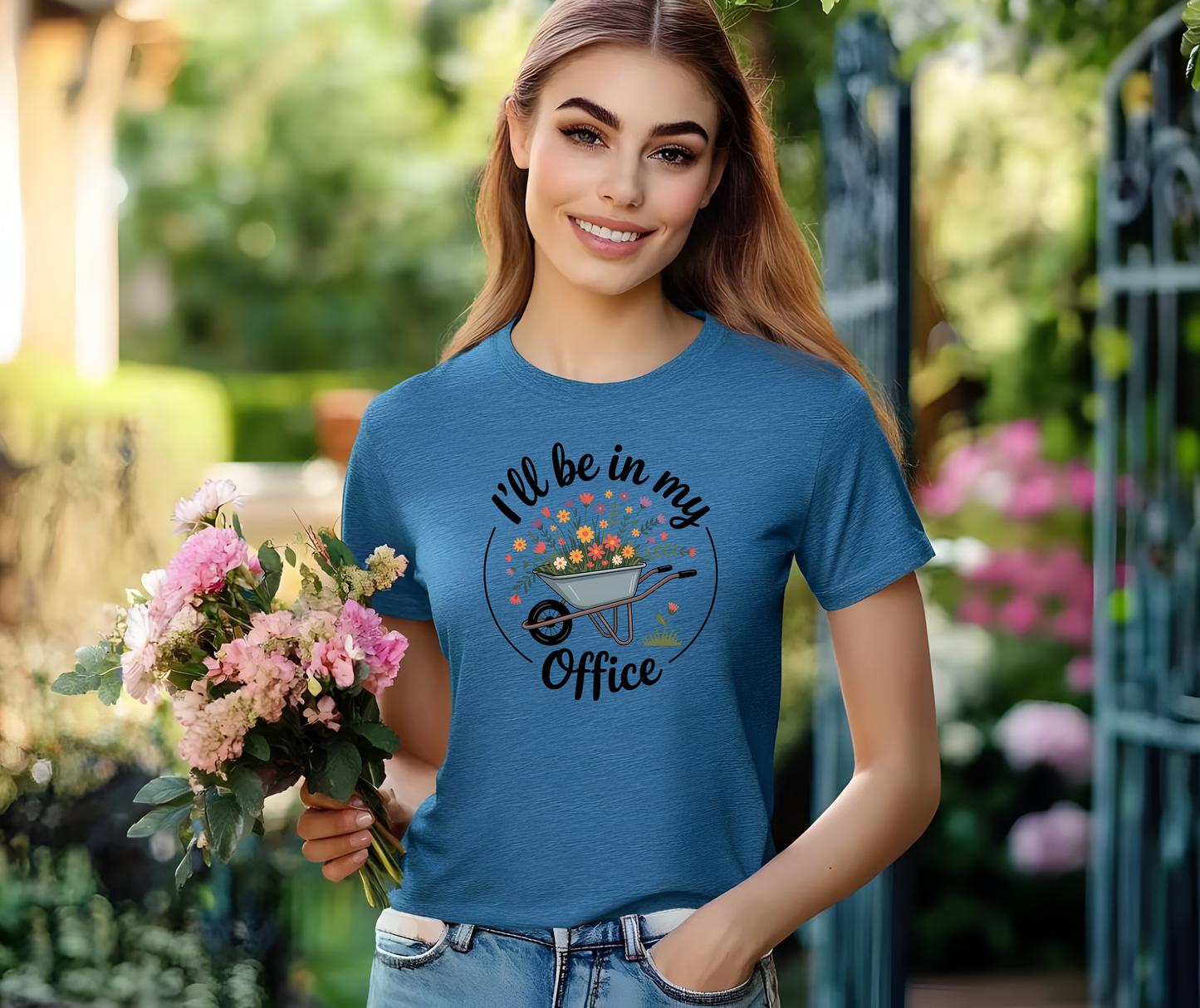 I'll Be In My Office Garden Tee — Wheelbarrow Floral Gardening T‑Shirt