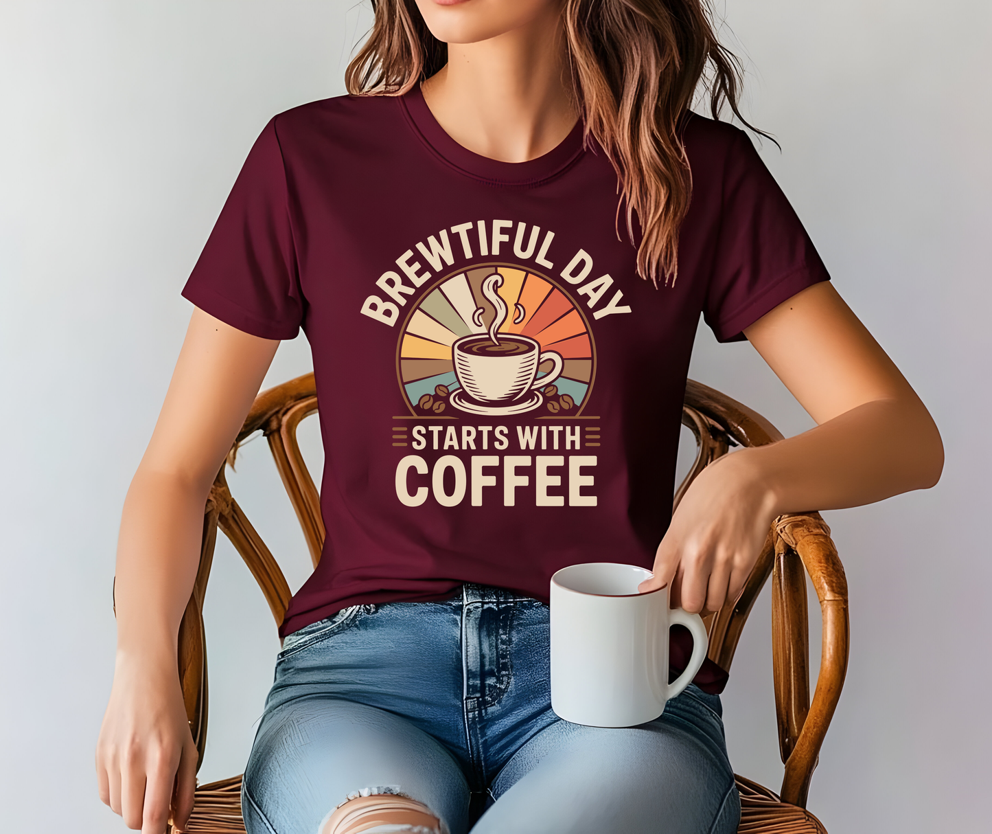 Brewtiful Day Starts With Coffee Retro Coffee T-Shirt