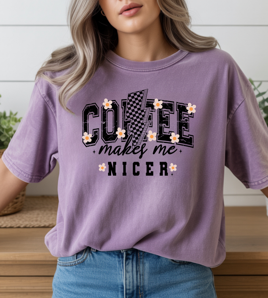 Coffee Makes Me Nicer Retro Coffee Lover T-Shirt