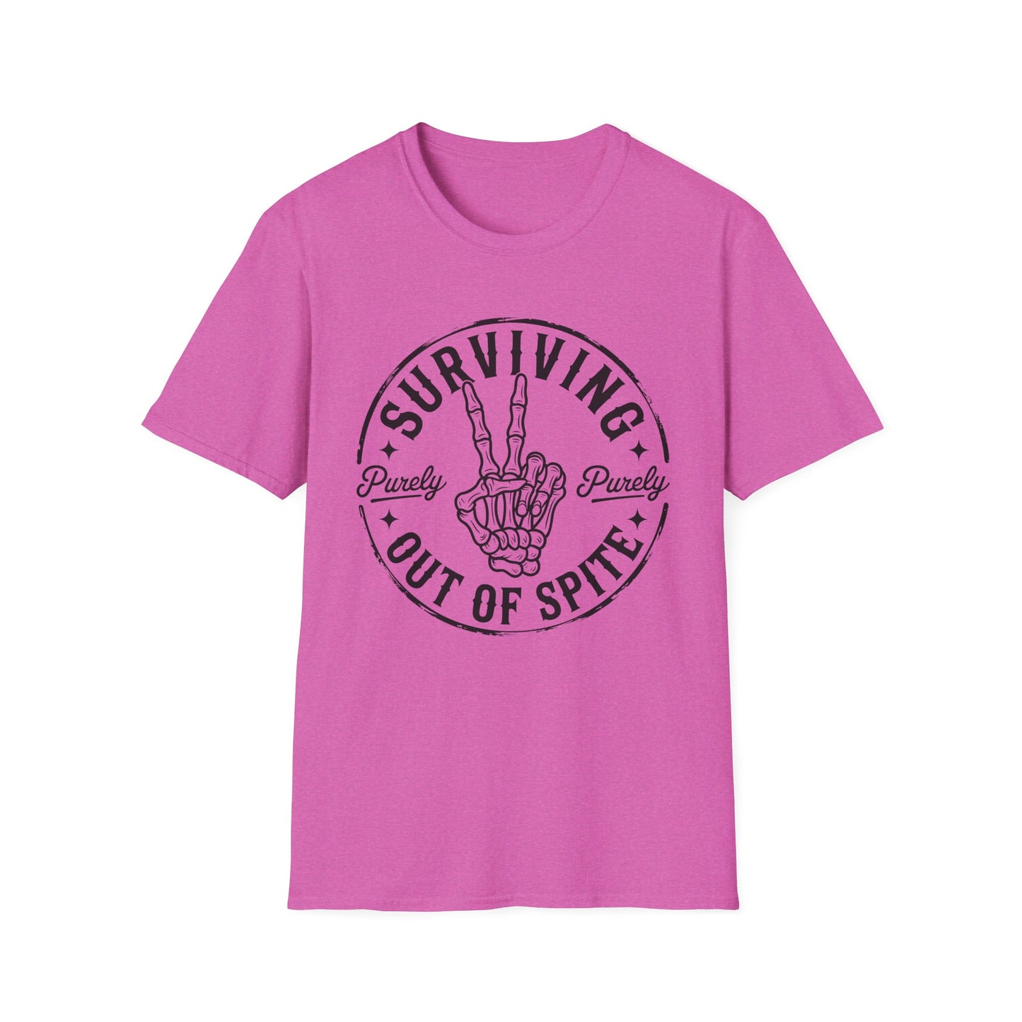 Purely Surviving Out of Spite Skeleton Peace Sign T-Shirt