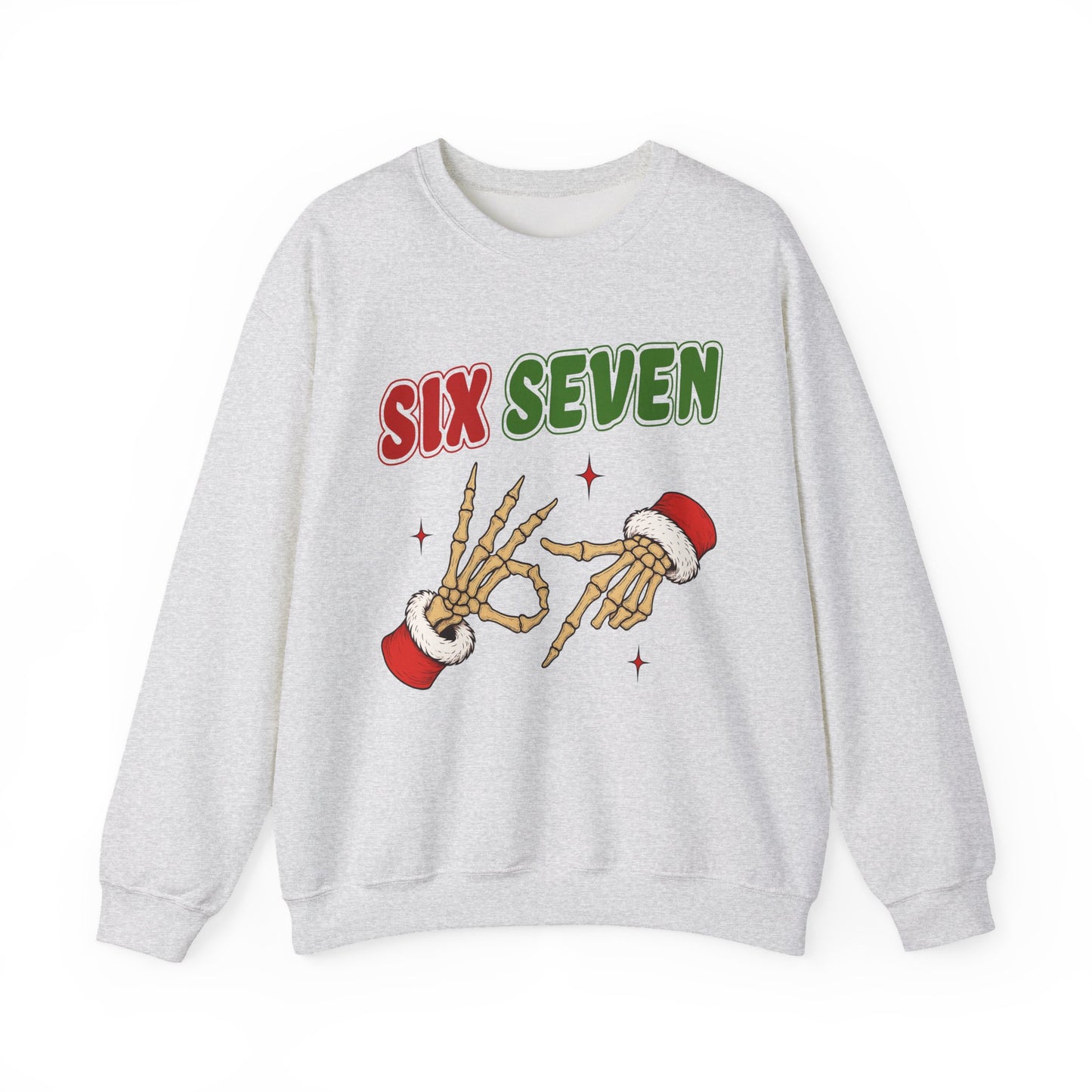 Youth Christmas Skeleton 'Six Seven' Crewneck Sweatshirt