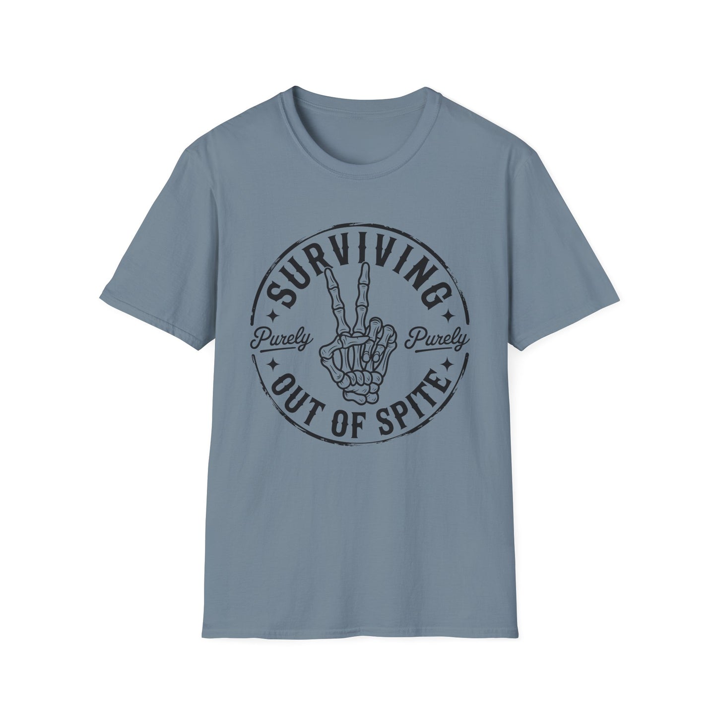 Purely Surviving Out of Spite Skeleton Peace Sign T-Shirt
