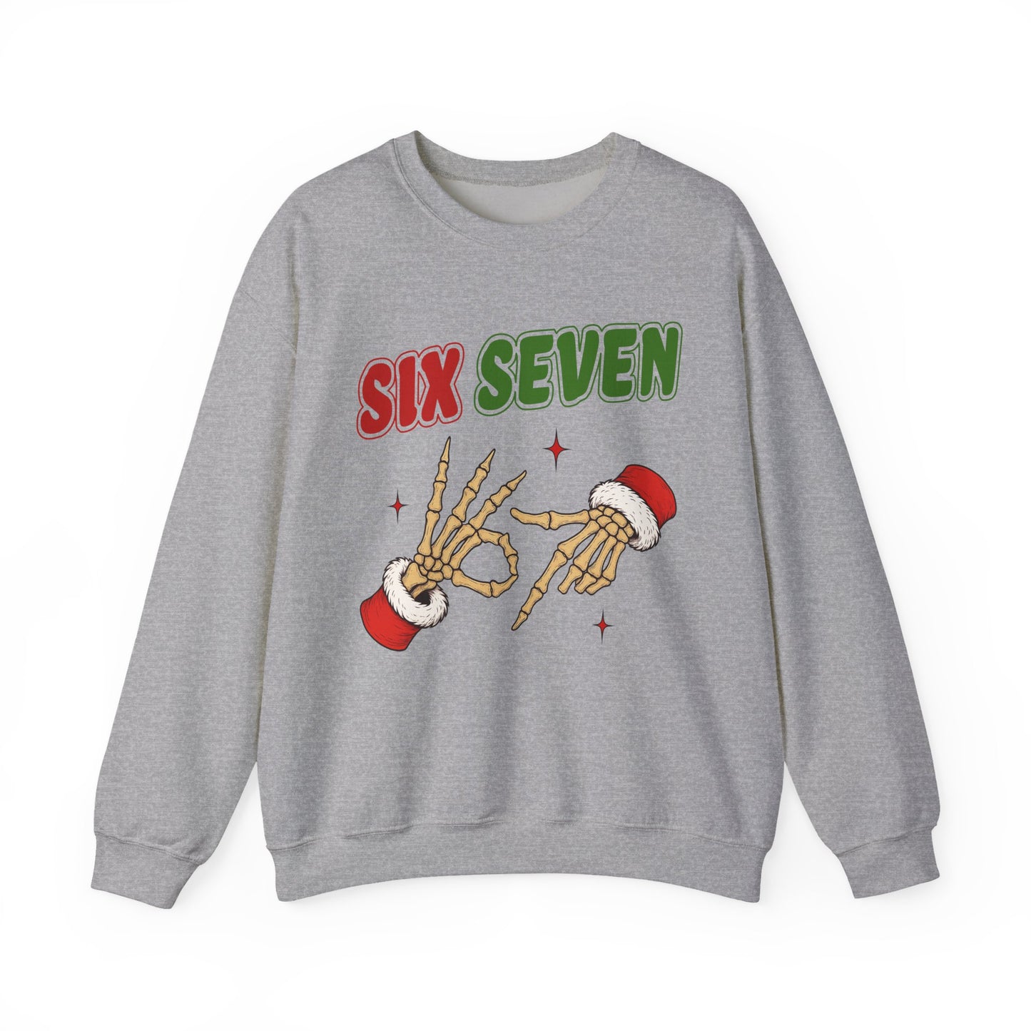 Youth Christmas Skeleton 'Six Seven' Crewneck Sweatshirt