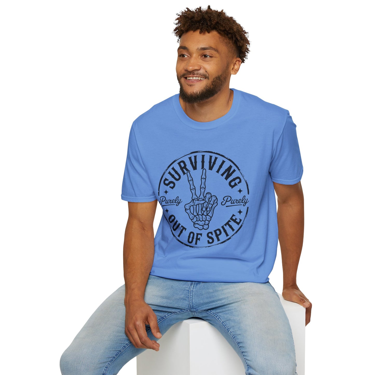 Purely Surviving Out of Spite Skeleton Peace Sign T-Shirt