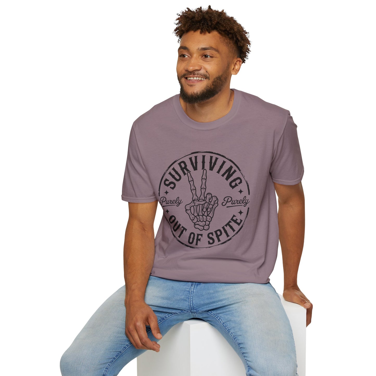 Purely Surviving Out of Spite Skeleton Peace Sign T-Shirt