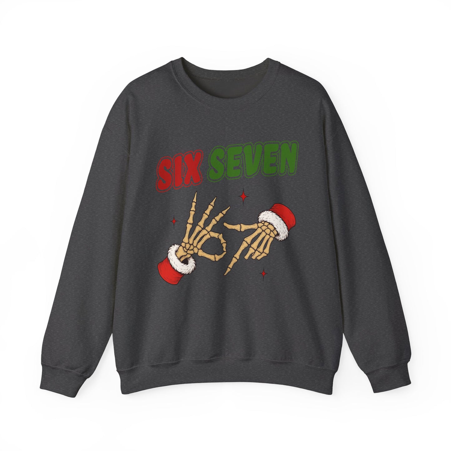 Youth Christmas Skeleton 'Six Seven' Crewneck Sweatshirt
