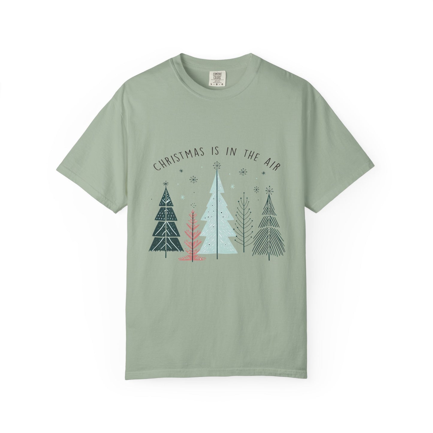 Christmas Is In The Air T-Shirt — Minimal Pastel Holiday Tree Tee